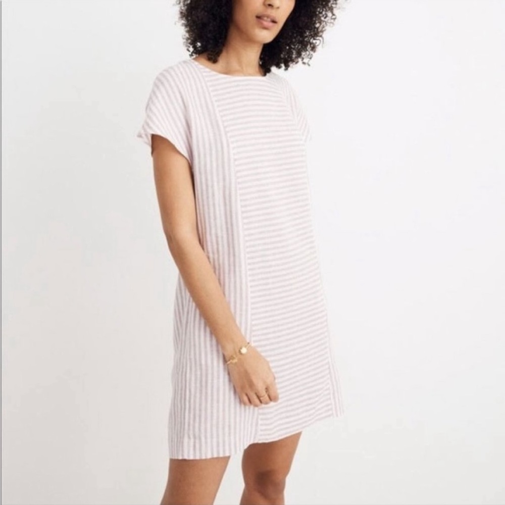 Madewell Stripe-Play Button-Back Tee Dress